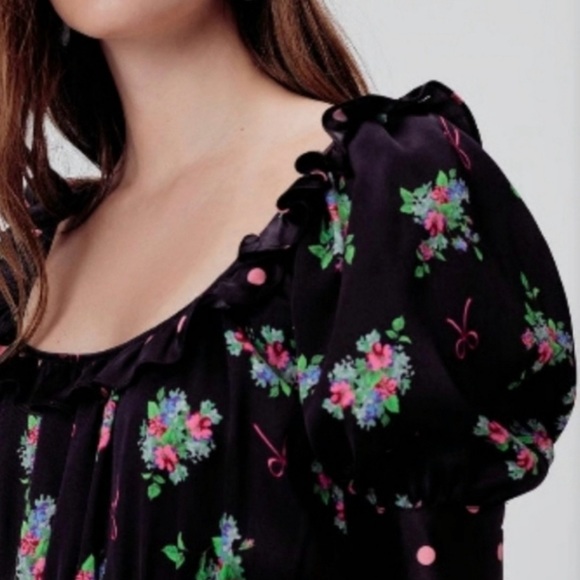 For Love and Lemons Ruffle tiered Wilson black polka dot mini dress Medium - Picture 2 of 5